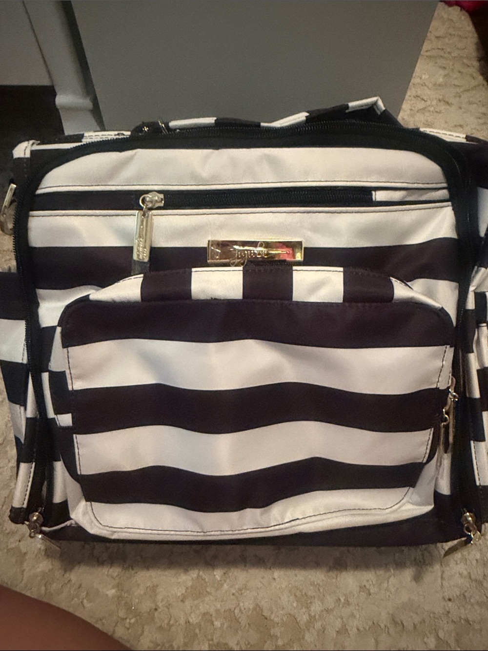 Ju-Ju-Be Legacy “The First Lady” Black and White Striped Baby Bag